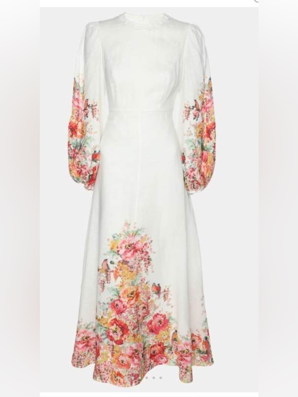 Zimmermann Linen Long Sleeve Floral Maxi Dress Size 1/Small